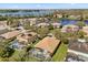 Aerial view showcasing homes with screened-in pools and a scenic lake backdrop at 9122 Stromboli Ct, Kissimmee, FL 34747