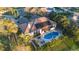 Aerial view of a luxurious home, highlighting its backyard pool, patio area, and well-maintained landscaping at 535 Spring Club Dr, Altamonte Springs, FL 32714