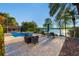 Backyard oasis featuring a pool, spa, covered patio and lake views at 535 Spring Club Dr, Altamonte Springs, FL 32714