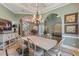 Open-concept formal dining room with view into a living room, chandelier, and comfortable seating at 12860 Jacob Grace Ct, Windermere, FL 34786