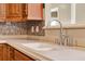 Close-up on the kitchen sink, highlighting countertops, faucet and decorative backsplash at 137 Spring Chase Cir, Altamonte Springs, FL 32714