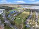 Scenic aerial view of a golf course neighborhood with ponds and beautiful blue skies at 15144 Spinnaker Cove Ln, Winter Garden, FL 34787