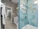 Bathroom featuring white tile floors, a white vanity, and a blue tiled shower with a tub at 15144 Spinnaker Cove Ln, Winter Garden, FL 34787