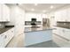 Modern kitchen featuring white cabinetry, stainless steel appliances, a central island, and sleek countertops at 1883 Blissful Dr, Kissimmee, FL 34744