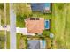 Overhead shot showcasing the home, meticulously landscaped yard, screened pool, and solar panels at 2726 Babbitt Ave, Orlando, FL 32833