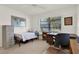 Bedroom with neutral carpet, twin bed, ceiling fan, and a window with blinds at 600 Heather Brite Cir, Apopka, FL 32712