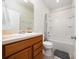 Standard bathroom featuring a single sink vanity and shower-tub combo at 17216 Goldcrest Loop, Clermont, FL 34714