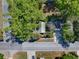Overhead aerial view of home, showing the roof, yard, and surrounding trees at 500 E Crystal Lake St, Orlando, FL 32806