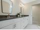 Modern bathroom featuring dual sinks, white cabinetry, and sleek countertops at 803 Marquis Ct, Kissimmee, FL 34759