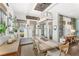 Bright dining area features a wooden table, stylish chandelier, and windows offering natural light and neighborhood views at 936 Allendale Ln, Winter Garden, FL 34787