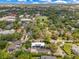 Aerial view showcasing lush greenery, diverse homes, and a glimpse of the city skyline at 1213 Richmond Rd, Winter Park, FL 32789