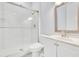 Modern bathroom featuring a glass-enclosed shower, white vanity, and contemporary fixtures, offering a clean and bright space at 1213 Richmond Rd, Winter Park, FL 32789