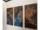 World map triptych artfully arranged to enhance hallway decor in stylish residence at 1412 Moon Valley Dr, Davenport, FL 33896