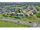 Beautiful home aerial showing pool and solar panels in a well-planned residential neighborhood with community pool and playground at 1740 Standing Rock Cir, Oakland, FL 34787