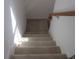 A sunlit staircase with beige carpeting leads downstairs, offering a bright and safe passage at 1973 Portofino Meadows Blvd, Orlando, FL 32824