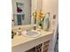 Bathroom featuring sink with neutral colors, a mirror and an accent piece of floral artwork at 402 Cypress Dr # 402, Haines City, FL 33844