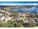 Breathtaking aerial view of the community, showcasing homes nestled around a serene lake and lush landscaping at 6244 Little Lake Sawyer Dr, Windermere, FL 34786