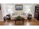 Cozy living room with plush white sofa, warm lighting, and hardwood floors at 802 Rosa St, Celebration, FL 34747