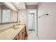 The bathroom has a vanity with sink, framed mirror, and a shower with white curtain at 101 Ludlow Dr, Longwood, FL 32779