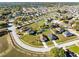 Wide aerial shot of a residential community featuring single-Gathering homes, tree-lined streets, and manicured lawns at 1727 Garden View St, Mascotte, FL 34753