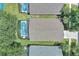 Birds eye view of rooftops with screened in pools and green lawns at 2676 Emerald Island Blvd, Kissimmee, FL 34747