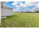 Backyard view of a grassy yard bordering an open field with utility poles at 304 Towns Cir, Haines City, FL 33844