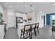 Contemporary kitchen features an island with seating, stainless steel appliances, and an open concept layout at 3489 Salvia Ct, Tavares, FL 32778