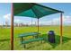 Shaded picnic area with picnic table and trash receptacle for outdoor enjoyment at 3590 Dahlia Dr, Haines City, FL 33844