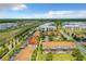 Aerial view featuring modern townhomes with screened patios, complemented by a lush green landscape at 4865 Clock Tower Dr, Kissimmee, FL 34746