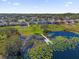 Beautiful waterfront homes with a private dock and lush landscaping, creating a serene lakeside living experience at 1200 Kellogg Dr, Tavares, FL 32778