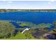 Breathtaking lake view featuring clear blue water, lily pads, and a private dock surrounded by picturesque scenery at 1200 Kellogg Dr, Tavares, FL 32778