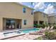 Inviting backyard features a sparkling pool, a jacuzzi, lounge chairs, and an outdoor dining area at 7568 Marker Ave, Kissimmee, FL 34747