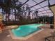 Screened-in pool with a spa, brick deck, and lush landscaping in the background at 10411 Hart Branch Cir, Orlando, FL 32832