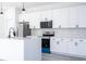 Close-up of kitchen with stainless steel appliances, white cabinets, and modern lighting at 15499 Sw 48Th Ave, Ocala, FL 34473