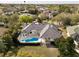 Aerial view of home showcasing backyard pool, spa, and patio in a lush landscaped setting at 2207 Cairns Ct, Orlando, FL 32835