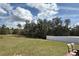 Grassy backyard space featuring a white fence and trees on the property line at 417 Rio Grande Ct, Kissimmee, FL 34759
