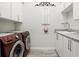 Functional laundry room with modern appliances, white cabinets, and a sleek countertop at 6117 Sandy Springs Ct, St Cloud, FL 34771