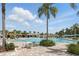 Community pool area with palm trees, lounge chairs, and a view of the clubhouse at 6117 Sandy Springs Ct, St Cloud, FL 34771