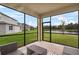 Relax on the screened patio with views of the large backyard and pond at 889 Terrapin Dr, Debary, FL 32713