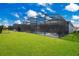 Enjoy the backyard featuring a large green lawn, pool, and screened-in lanai for outdoor enjoyment at 2348 Victoria Dr, Davenport, FL 33837