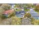 Aerial view of the home with a screened-in pool, showcasing its backyard and neighborhood setting at 6339 Coopers Green Ct, Orlando, FL 32819