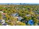 Aerial view of a neighborhood with lush greenery and a cityscape in the background at 1018 Stetson St, Orlando, FL 32804