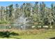 A serene pond featuring a fountain surrounded by lush greenery and birds at 13827 Fairway Island Dr # 1232, Orlando, FL 32837