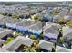 Overhead view of a neighborhood of homes with garages, landscaping, and sidewalks at 14137 Walcott Ave, Orlando, FL 32827