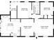 Detailed floor plan showcasing the layout of the home's bedrooms, kitchen, bathroom, and living spaces at 1855 Cloverlawn Ave, Orlando, FL 32806