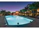 Stunning community pool illuminated at dusk, surrounded by lush palm trees and comfortable lounge seating at 3191 Brasilia Ave, Kissimmee, FL 34747