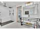 Modern bathroom with walk-in shower and vanity at 5374 Crooked Oak Cir, St Cloud, FL 34771