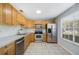 Modern kitchen with stainless steel appliances, including refrigerator and dishwasher at 6050 Scotchwood Gln # Ge, Orlando, FL 32822