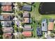 Stunning aerial view showcasing the homes, streets, and pond of a beautiful residential neighborhood at 13643 Budworth Cir, Orlando, FL 32832
