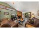 Comfortable living room with a fireplace, vaulted ceiling, and sliding glass doors at 2696 Orange Peel Ct, Orlando, FL 32806